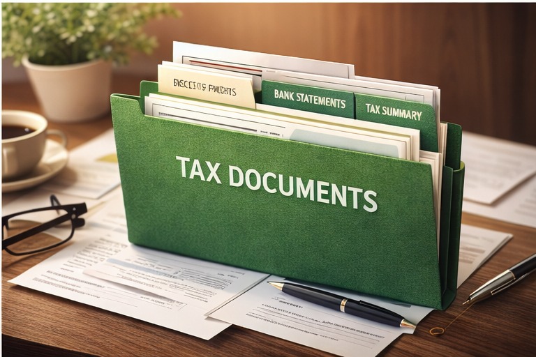 A finished tax-ready document pack with a checklist and organised dividers